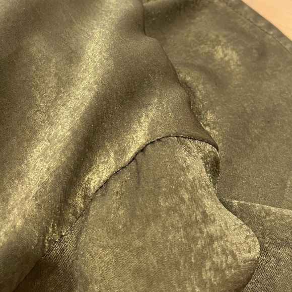 Olive Green Shawl Front-Tie Blouse - Picture 3 of 3